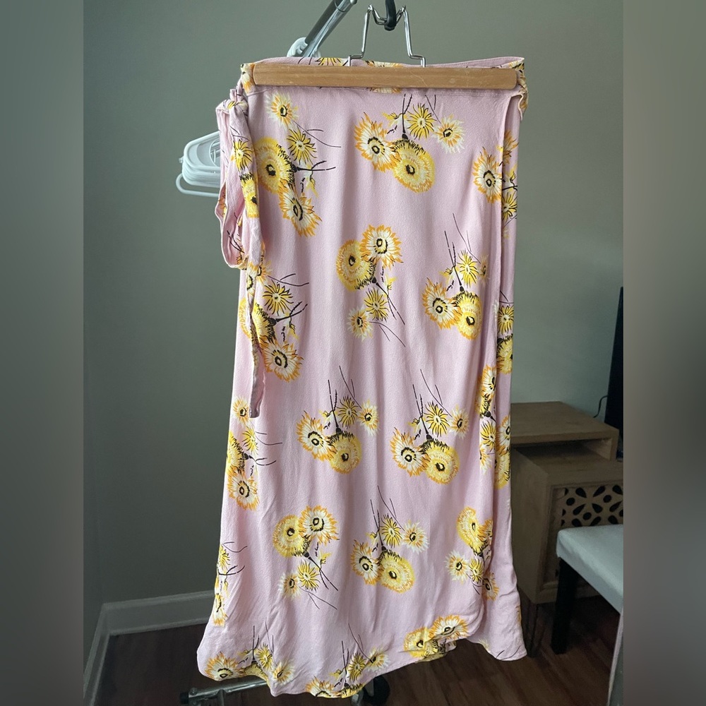 Madewell Pink Floral Midi Wrap Skirt